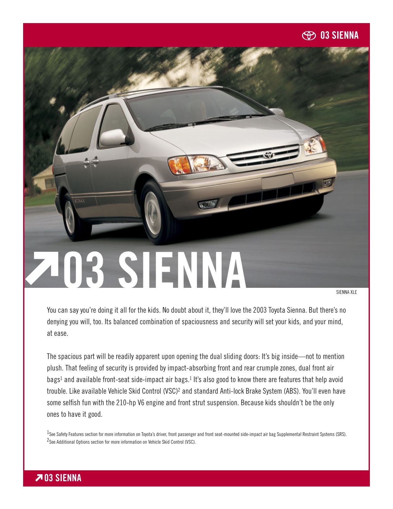 2003 Toyota Sienna Brochure Page 2